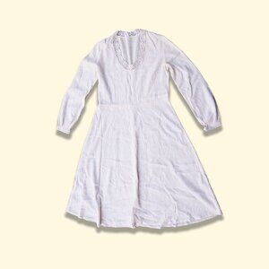 Vintage Balkan George Georgiou Ivory Gauze Cotton Praire dress